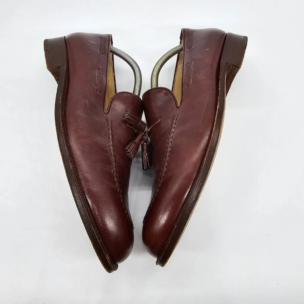 Guido Mocasines Loafer 497 Burgundy Tassel Argentina Handcrafted $320 Size 10.5‎